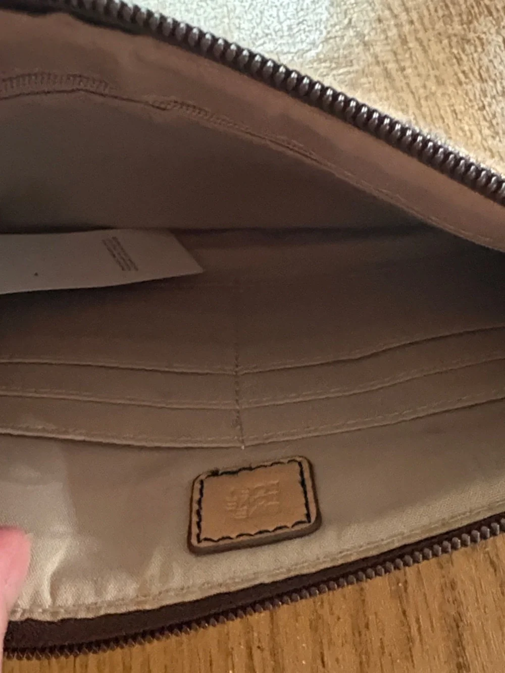 Ann Taylor LOFT Brown and Black Leopard Print Wristlet with Orange Trim
